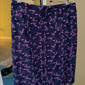 Ann Taylor Navy and Purple Floral Skirt